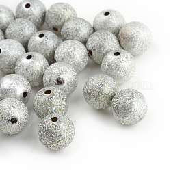 Sprühen gemalte Acrylperlen-Spitzlackiert, matte Stil, Runde, Silber, 8 mm, Bohrung: 2 mm