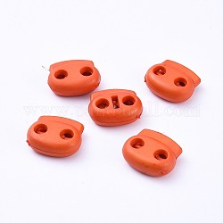 Federbandschlösser aus Kunststoff, 2 Loch Kordelzug Kniehebelfederverschluss, orange rot, 17.5x19.5x7.5 mm, Bohrung: 4.5 mm