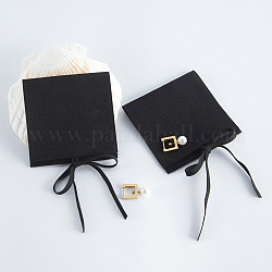 Pochettes cadeaux de rangement de bijoux en microfibre, sacs enveloppes avec rabat, pour les bijoux, montre emballage, rectangle, noir, 8x6 cm