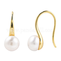 Natürliche Perle baumeln Ohrringe, Messingschmuck für Damen, echtes 14k vergoldet, 17x16.5x6.5 mm, Stift: 0.8 mm