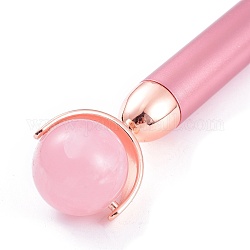 Натуральный розовый кварц массажный инструмент для ухода за кожей, лицевые ролики, с пластиковой фурнитурой, розовые, 156x30~31x16~26 мм