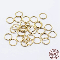 925 anello di salto aperto in argento sterling, anelli rotondi, vero placcato oro 18k, 24 gauge, 4x0.5mm, diametro interno: 2.5mm, circa 446pcs/10g