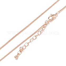 Латунные цепи змейки ожерелья, долговечный, Реальное розовое золото покрыло, 16.34 дюйм (41.5 см)