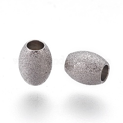 Perles texturées en 304 acier inoxydable, ovale, couleur inoxydable, 5x4mm, Trou: 1.8mm