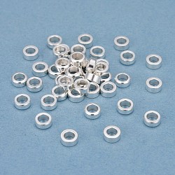 304 Edelstahl-Abstandhalter-Perlen, Flachrund, Silber, 5x2 mm, Bohrung: 3 mm