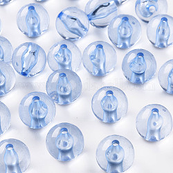 Transparente Acryl Perlen, Runde, Kornblumenblau, 16x15 mm, Bohrung: 2.8 mm, ca. 220 Stk. / 500 g