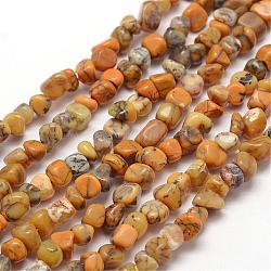 Natural Yellow Moss Agate Beads Strands, Nuggets, 3~5x3~5x3~8mm, Hole: 1mm, about 85~90pcs/strand, 15.7 inch(40cm)
