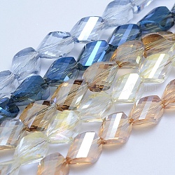Galvanisieren Glasperlen, facettiert, verdrehte Perle, Mischfarbe, 10x8x5 mm, Bohrung: 1.2 mm, ca. 50 Stk. / Strang, 19.6 Zoll (50 cm)