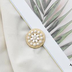 Botones de vástago de resina de aleación, con perlas de imitación de plástico, para accesorios de ropa, blanco, 23mm