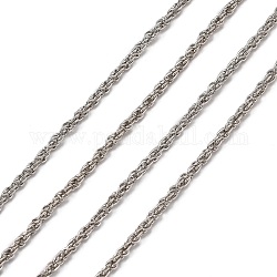 Catene di corda di ferro, senza saldatura, colore platino, con la bobina, link:2mm, spessore 0.45 mm: filo, spessore 3 mm: catena, circa 328.08 piedi (100 m)/rotolo