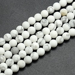Frosted Howlite Round Bead Strands, 6mm, Hole: 1mm, about 63~65pcs/strand, 14.9~15.6 inch
