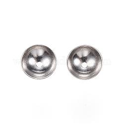 201 Edelstahl Perlenkappen, Runde, Edelstahl Farbe, 6x2 mm, Bohrung: 0.5 mm