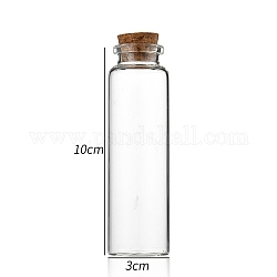 Bouteille en verre, avec bouchon en liège, souhaitant bouteille, colonne, clair, 3x10 cm, capacité: 50 ml (1.69 oz liq.)