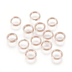 304 из нержавеющей стали разрезные кольца, кольца с двойной петлей, розовое золото , 5x1 мм, внутренний диаметр: 3.8 мм, одножильный: 0.5 мм