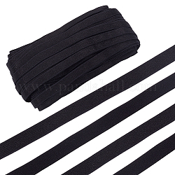 Bandoulière élastique en polyester benecreat, pour coudre des bretelles, plat, noir, 10mm, environ 21.87 yards (20 m)/sac