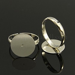 Bases de anillo de almohadilla de latón, sin plomo y níquel y cadmio, ajustable, de color platino, 14mm