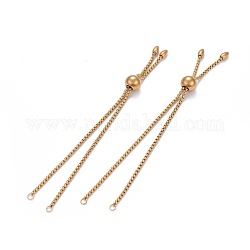 304 bracciale scorrevole in acciaio inossidabile / braccialetti bolo, con catena a scatola, oro, 10-5/8 pollice (27 cm)