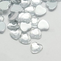 Cabochons en strass d'imitation acrylique de Taiwan, dos plat et facettes, cœur, clair, 20x20x4mm