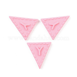 Undurchsichtigen Cabochons, Dreieck mit Buchstabe.y, rosa, 20x18x4.5 mm