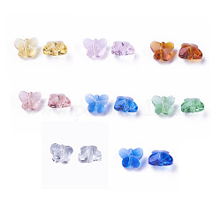 Perles en verre transparentes, facette, papillon, couleur mixte, 6.5x8x5.5mm, Trou: 1mm