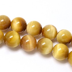 Natürliche Gold Tigerauge Perlen Stränge, Klasse A, Runde, 12 mm, Bohrung: 1~2 mm, ca. 16 Stk. / Strang, 8 Zoll