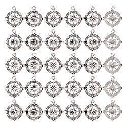 Colgantes de aleación de zinc estilo tibetano sunnyclue, sin plomo y el cadmio, brújula, plata antigua, 29.5x25x2.5mm, agujero: 2.5 mm