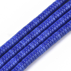 Natural Agate Beads Strands, Dyed, Heishi Beads, Flat Round/Disc, Blue, 4x1mm, Hole: 1mm, about 250~329pcs/strand, 15.7 inch