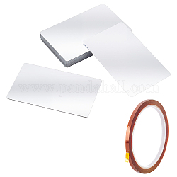 Алюминиевые пустые термотрансферные визитки nbeads, с прямоугольным пластиковым ящиком и термостойкой лентой из полипропилена, белые, 86x54x0.1 мм, 50 шт / коробка
