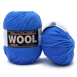 セーター帽子用のポリエステルとウールの糸  かぎ針編み用品用の 4 連売り ウール糸  ドジャーブルー  約100グラム/ロール