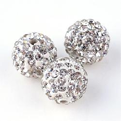 Perles en strass pavé d'argile polymère, perles de boule de disco, cristal, pp11 (1.7~1.8mm), 7 rangs de strass, 10mm, Trou: 1.5mm