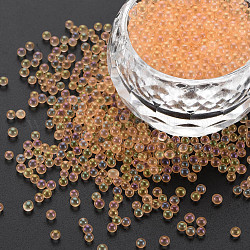 Bricolage 3 d art d'ongle de mini perles de verre de décoration, minuscules perles de clou de caviar, de couleur plaquée ab , ronde, saumon clair, 2mm, environ 450 g /sachet 
