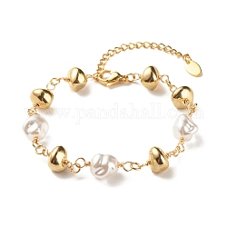 Braccialetto di perline di plastica perle e ccb di plastica per le donne, oro, 7-1/4 pollice (18.5 cm)