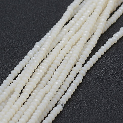Opache perle di vetro fili, sfaccettato, rondelle, bianco, 2.5x1.5mm, Foro: 0.5 mm, circa 188~195pcs/filo, 12.9 pollice (33 cm)