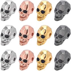 NBEADS 12 Pcs Skull Beads, Cubic Zirconia Skull Spacer Beads Micro Pave CZ Crystal Skull Skeleton Beads for Bracelet Necklace Jewelry Making,13x8x9.5mm
