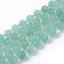 Natürlichen grünen Aventurin Perlen Stränge, Runde, gefärbt, facettiert, 7~8x8 mm, Bohrung: 1.2 mm, ca. 38~40 Stk. / Strang, 15.16 Zoll (38.5 cm)