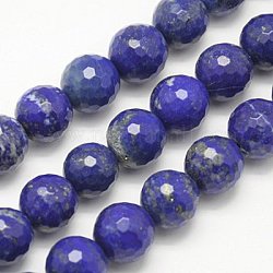 Natural Lapis Lazuli Bead Strands, Grade A, Faceted, Round, Midnight Blue, 8mm, Hole: 1mm