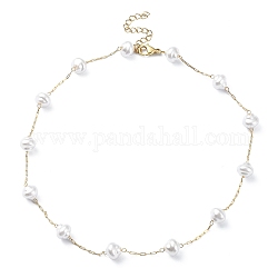 Collares de cadena con cuentas de perlas de imitación de plástico abs, 304 joyería de acero inoxidable para mujer., la luz de oro, 14.84 pulgada (37.7 cm)