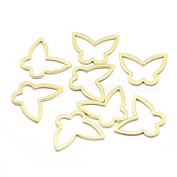 Brass Linking Rings, Cadmium Free & Nickel Free & Lead Free, Butterfly, Real 18K Gold Plated, 17x20.5x1mm