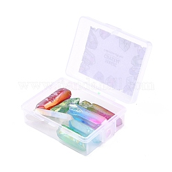 Perles de cristal de quartz naturel, avec boîte en plastique, pépites, colorées, 29~48x9~14x9~12mm