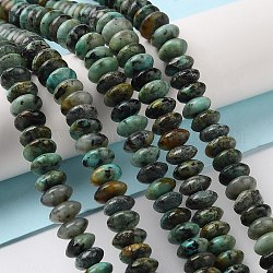 Fili di perle naturali di turchese africano (diaspro), perline del piattino, rondelle, 6~6.5x3mm, Foro: 1 mm, circa 118~119pcs/filo, 15.35'' (39 cm)