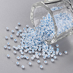 11/0 Grade A Ceylon Glass Seed Beads, Round, Sky Blue, 2.3x1.5mm, Hole: 1mm, about 5300pcs/50g