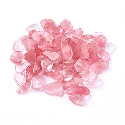 Cerise quartz perles de verre, non percé / pas de trou, puces, 7~24x5~10x1~7mm, environ 100 g /sachet 