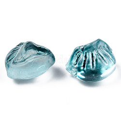 Perles de verre peintes par pulvérisation transparent, Dumplings, sarcelle, 10x13x9mm, Trou: 1.2mm