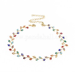 Perles en verre de colliers, avec fermoirs pince de homard en laiton et chaînes torsadées en fer, or, colorées, 12.7 pouce (32.5 cm), 11mm