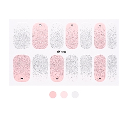 Блестящие наклейки для ногтей, самоклеящиеся наклейки для ногтей с цветочным тартаном, с буферными файлами для маникюра, украшения для ногтей для женщин и девочек, нет шаблона, 25x8.5~15.5 мм, 14шт / лист