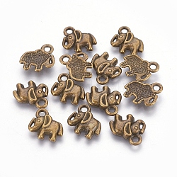 Tibetan Style Alloy Pendants, Elephant, Antique Bronze, Lead Free and Cadmium Free, 11x11x2mm, Hole: 2.5mm