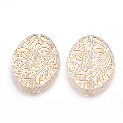 Perline acrilico placcato, oro blocco, ovale, chiaro, 28x20x5.5mm, Foro: 1.5 mm, circa 232pcs/500g