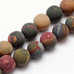 Jaspe policromado natural/piedra picasso/hilos de cuentas esmeriladas de jaspe picasso, redondo, 6mm, agujero: 1 mm, aproximamente 64 pcs / cadena, 15.4 pulgada