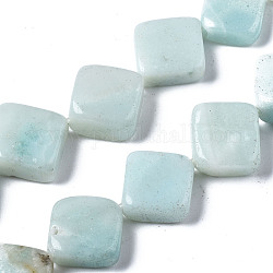 Natural Amazonite Beads Strands, Rhombus, 12~15x12~15x4~5.5mm, Hole: 0.6mm, about 32pcs/strand, 15.67 inch(39.8cm)