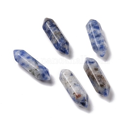 Perles de jaspe tache bleue naturelle, pierres de guérison, baguette magique de thérapie de méditation d'équilibrage d'énergie de reiki, sans trou, facette, point double terminé, 22~23x6x6mm